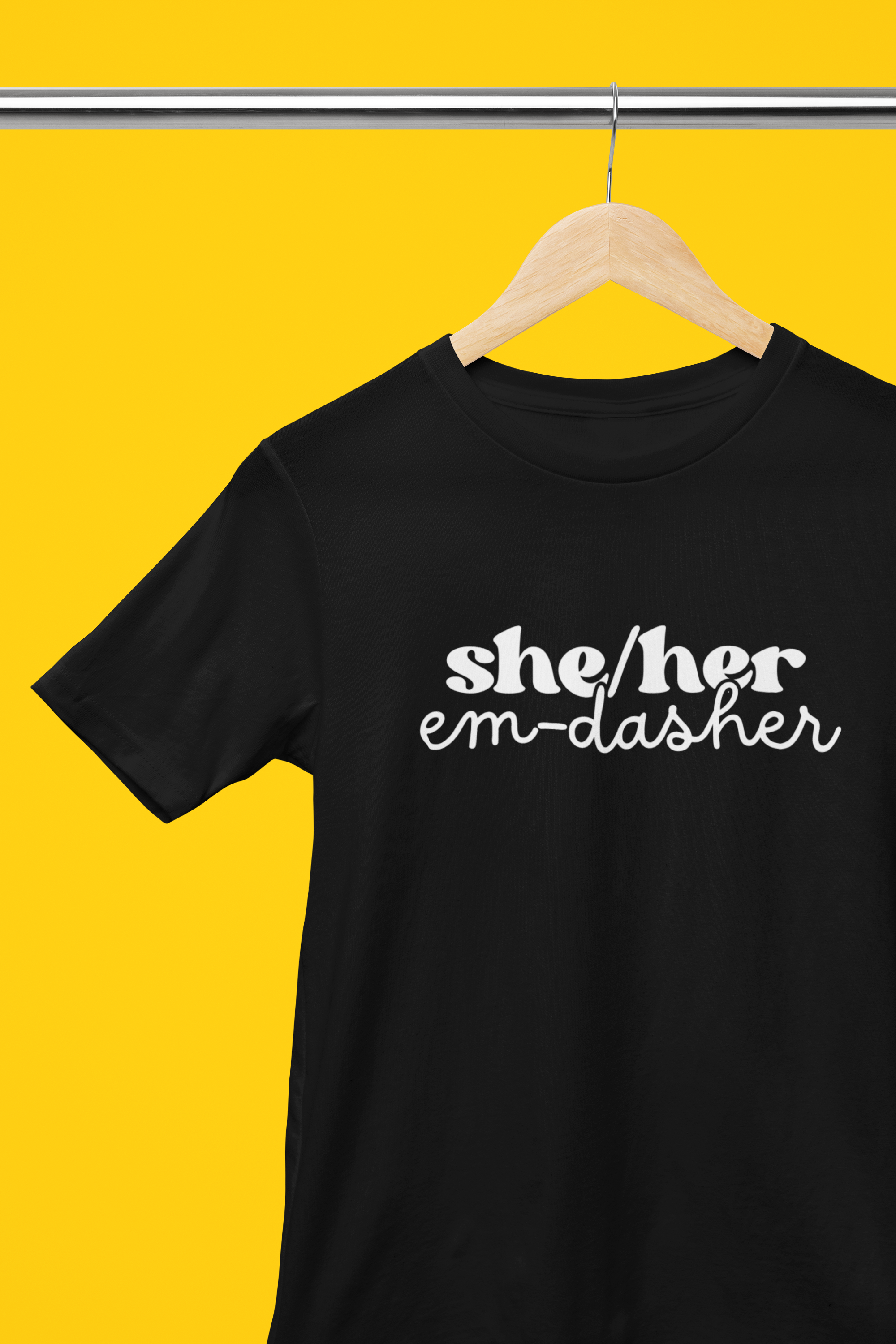 She/Her: Em-Dasher T-Shirt | Unisex | Bella+Canvas
