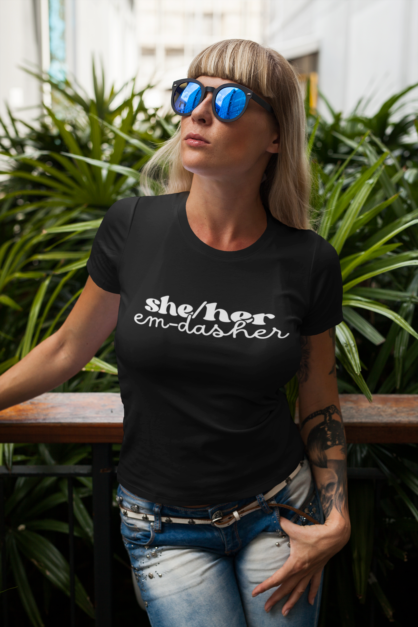 She/Her: Em-Dasher T-Shirt | Unisex | Bella+Canvas
